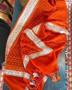 Pure Georgette Silk With Silver Motifs Weaved Dupatta