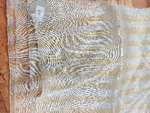 Pure Gold & Silver Tissue Stripe Weave Dyeable Fabric