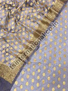 Banarasi Soft Silk Zari Weaved Kameez With Gold Polka Motifs Weaved Shibori Dyed Silk Dupatta Suit S