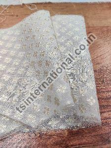 Dyeable Chanderi Silk Mat Lorex Zari Weaved White Fabric