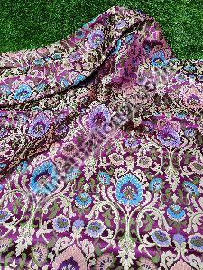 Magenta Banarasi Handloom Kimkhab Silk With Multi Meena Weaved Brocade Fabric