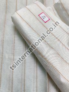 Natural Pure Chanderi Silk Gold Zari Stripe Weaved Dyeable Fabric