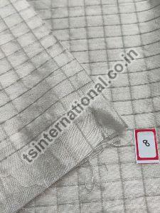 Pure Chanderi Silk Silver Zari Weaved Check  Dyeable Fabric