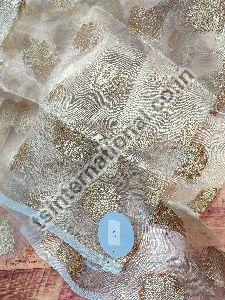 Pure Tissue Silk with Gold Leaf Weaved Dyeable Fabric