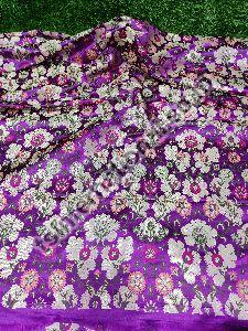 Purple Banarasi Handloom Kimkhab Silk With Multi Meena Weaved Brocade Fabric
