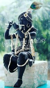 Black Marble Krishna Statue