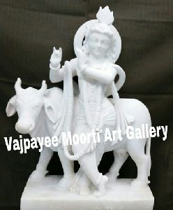 Marble Lord Cow Krishna Statue