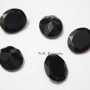 Natural Black Onyx Faceted Oval Loose Gemstones