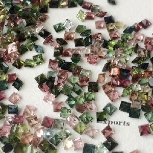 Natural Multi Tourmaline Faceted Square Loose Gemstones