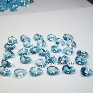 Natural Sky Blue Topaz Faceted Pear Loose Gemstones