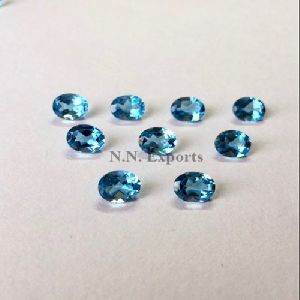 Natural Swiss Blue Topaz Faceted Oval Loose Gemstones