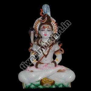 Painted Marble Shiva Statue