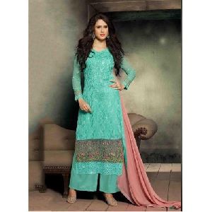 Ladies Embroidered Cotton Palazzo Suit