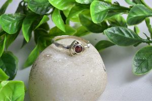 Petite Silver Garnet Heart Ring