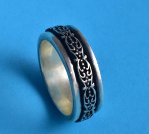 Sterling Silver And Brass Floral Spinner Divine Ring