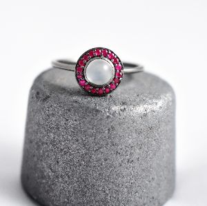 Victorian Moonstone Halo Ring
