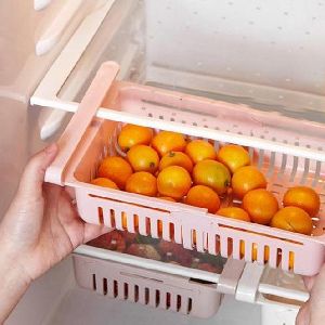 ADJUSTABLE FRIDGE STORAGE BASKET