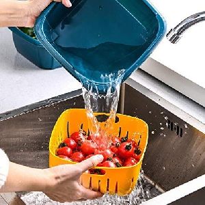 DOUBLE LAYER FOOD DRAINER WASHING BASKET