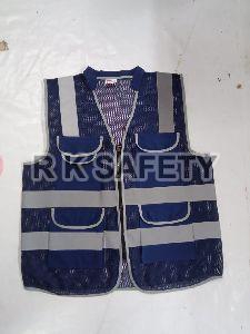 Blue Polyester Safety Jacket with Pocket