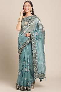 Pure Khadi Organza Digital Printed Saree