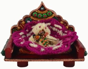 laddu gopal wooden decorative kundan art work singhasan