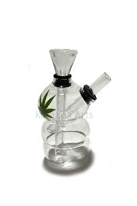 Clear Color Water Pipe Bong with Leaf Sticker