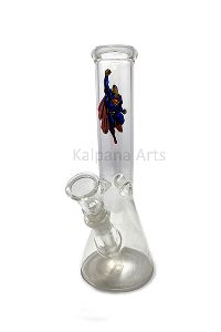 Clear Glass Bong with Superman sticker with 19 mm bowl