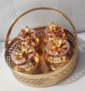 Metal Gifting Basket with Jar set of 4