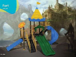 Fort Castle Collection Playground Slide and Swing Set