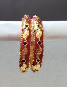 Gold Plated Plastic and Metal Meena Bangles