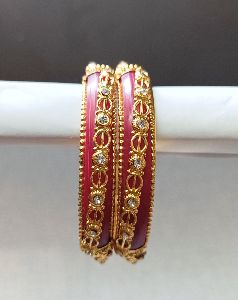 Gold Plated Plastic and Metal Stone Bangles