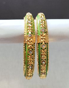 Gold Platted Plastic and Metal Bangles
