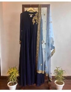 Pleasant Neavy Blue Coloured Georgette Gown