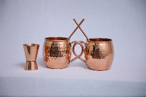 Sahi Hai Copper Beer Mug Set with Shot Glass and Straw