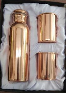 Sahi Hai Plain Copper Water Bottle and Glass Set