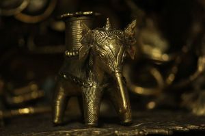 Dhokra - Elephant Candle Stand