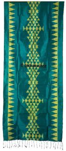 Green & Lemon Contemporary Odisha Handloom Ikat Silk Stole