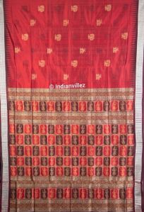 maroon coffee tree house design ikat odisha handloom silk saree