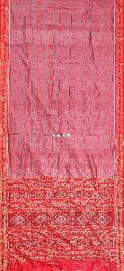 Red Tribal Contemporary Khandua Ikart Odisha Handloom Silk Saree