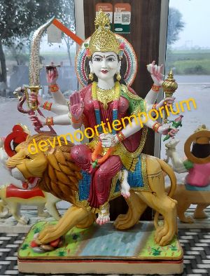 Marble Sherawali Mata Statue
