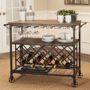 Iron and Wood Bar Trolley