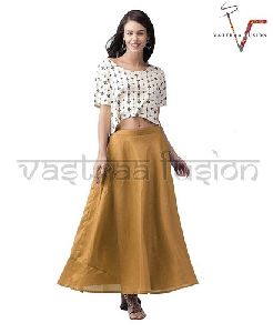 Brown Chanderi Long Skirt