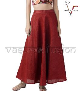 Maroon Chanderi Long Skirt