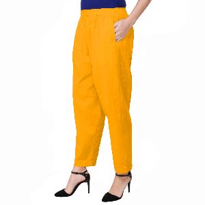 Yellow Ladies Cotton Pants