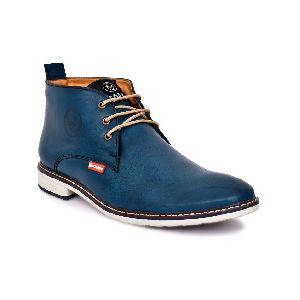 Mens Blue Leather Boots