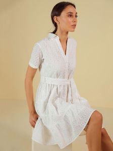 Cotton Shirt Dress with Belt