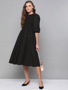 Cotton Smocked Midi Dress