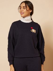 Fleece Elephant Embroidered Sweatshirt