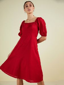 Linen Bow Midi Dress