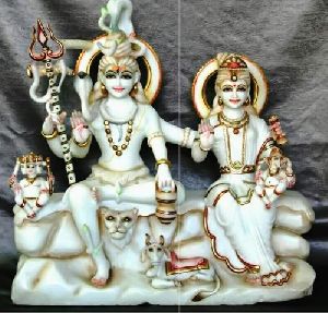 27 Inch Marble Shiv Parivar Statue